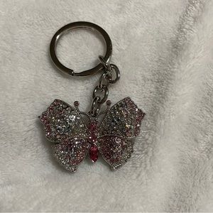 Alexander Kalifano Pink Swarovski Crystals Butterfly Keychain